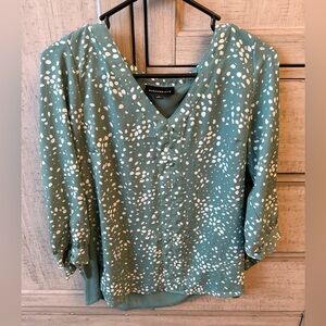 Polka Dot V-Neck Blouse - Green from Stitch Fix